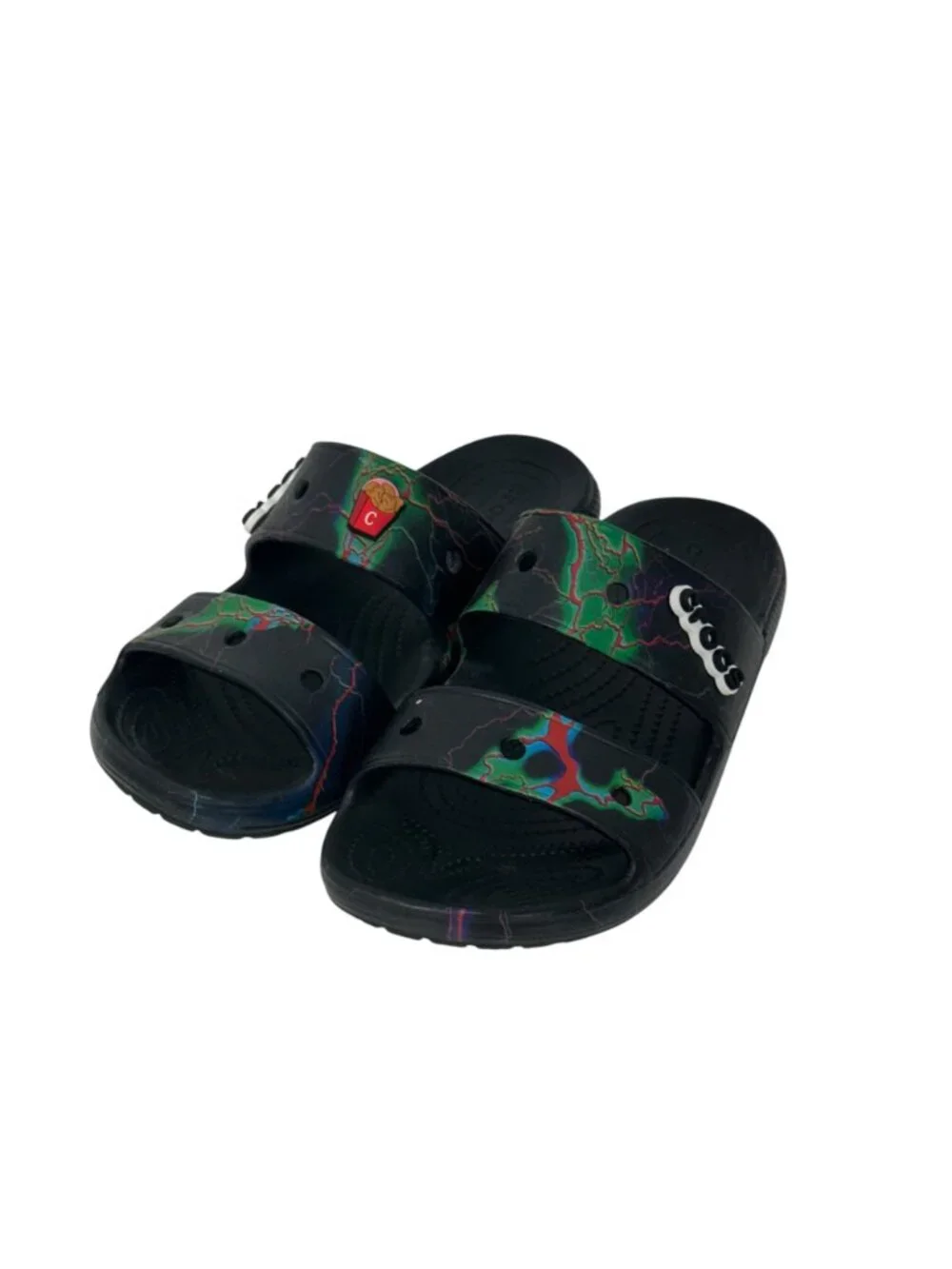 Crocs Mens SZ 7 Women SZ 9 Multicolor Double Strap Slide Sandals Unisex